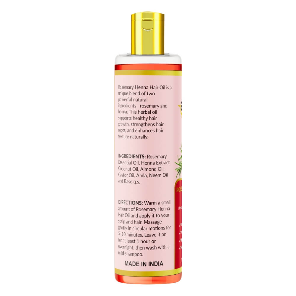 Ingredients of Rosemary & Henna Hair Oil – Rosemary, Henna, Coconut, Almond, Castor, Amla & Neem – Allkarts Natural