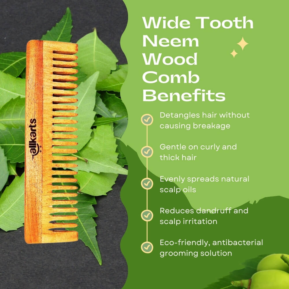 Wide Tooth Neem Wood Comb